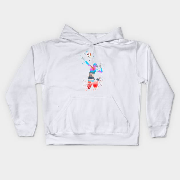 Volleyball girl Kids Hoodie by RosaliArt